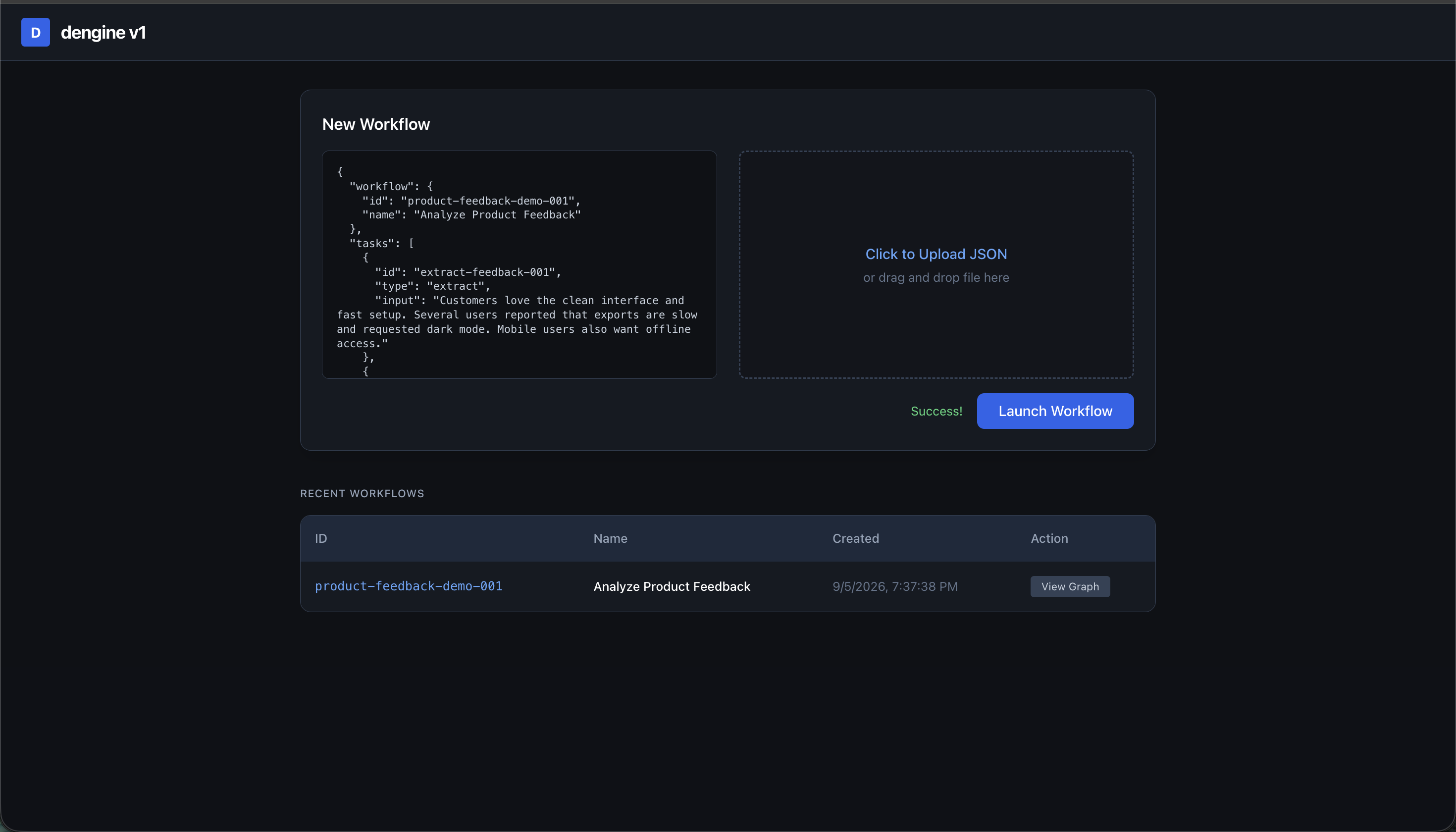 dengine demo preview